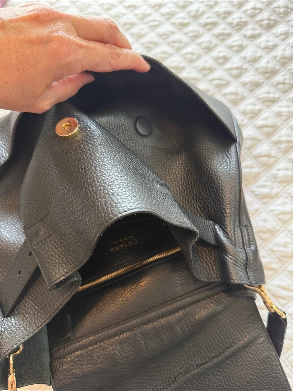 Cuyana Black Pebbled Convertible Leather Backpack and Shoulder Bag